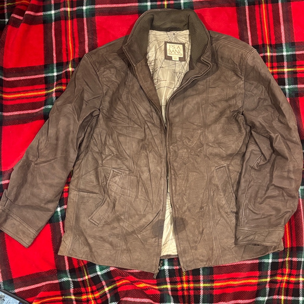 Jos a bank leather jacket mens large vintage